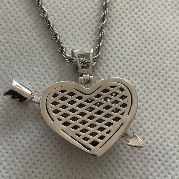 925 Sterling Silver Heart Pendant 22" Rope Chain - Picture 3 of 6